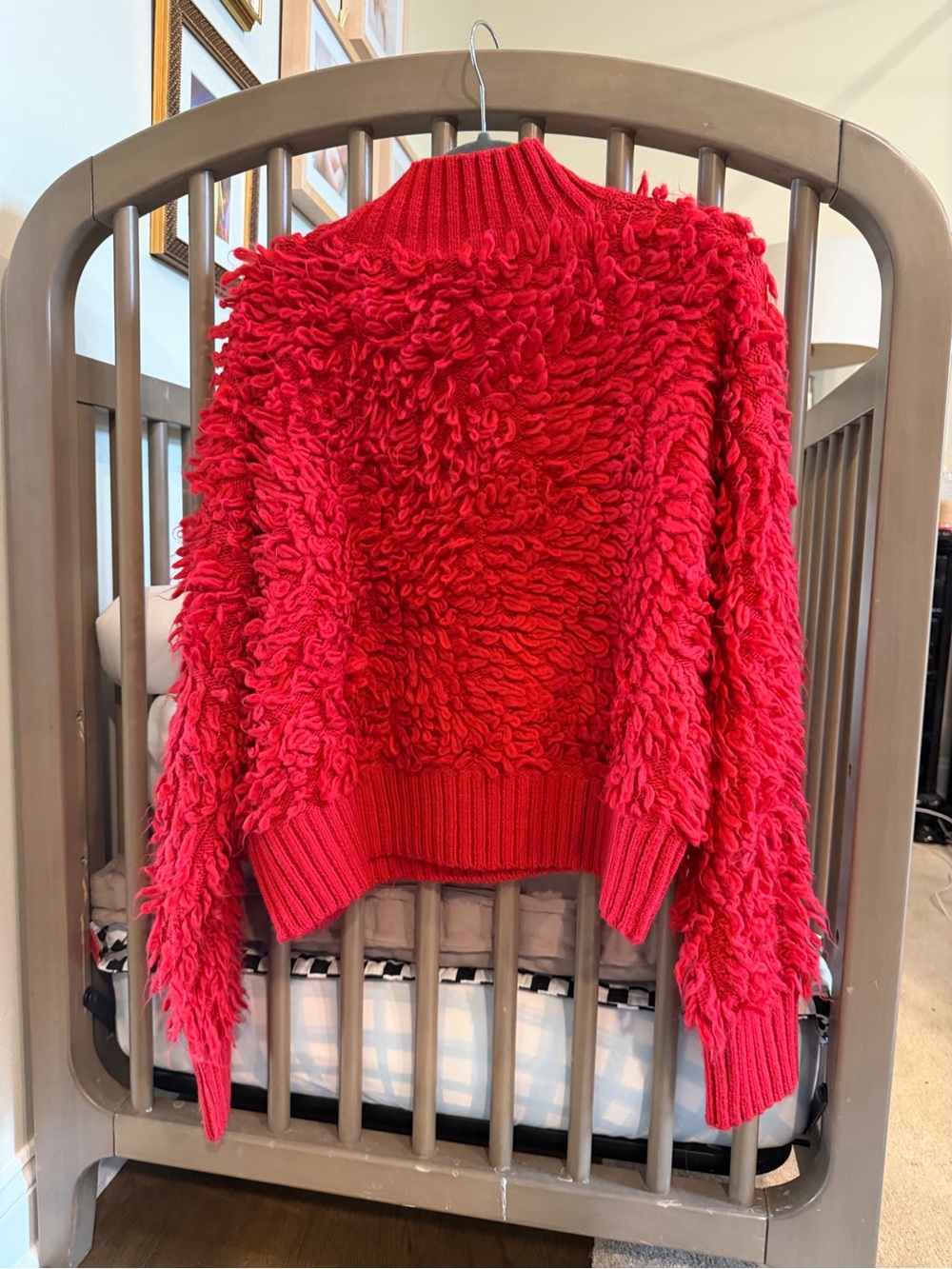 Maeve Red Loop-Textured Turtleneck Sweater